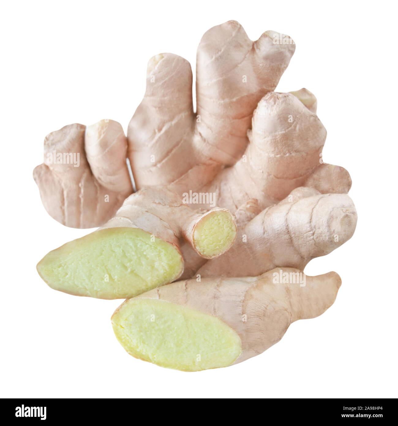 Fresh ginger root isolated against white background Stock Photo