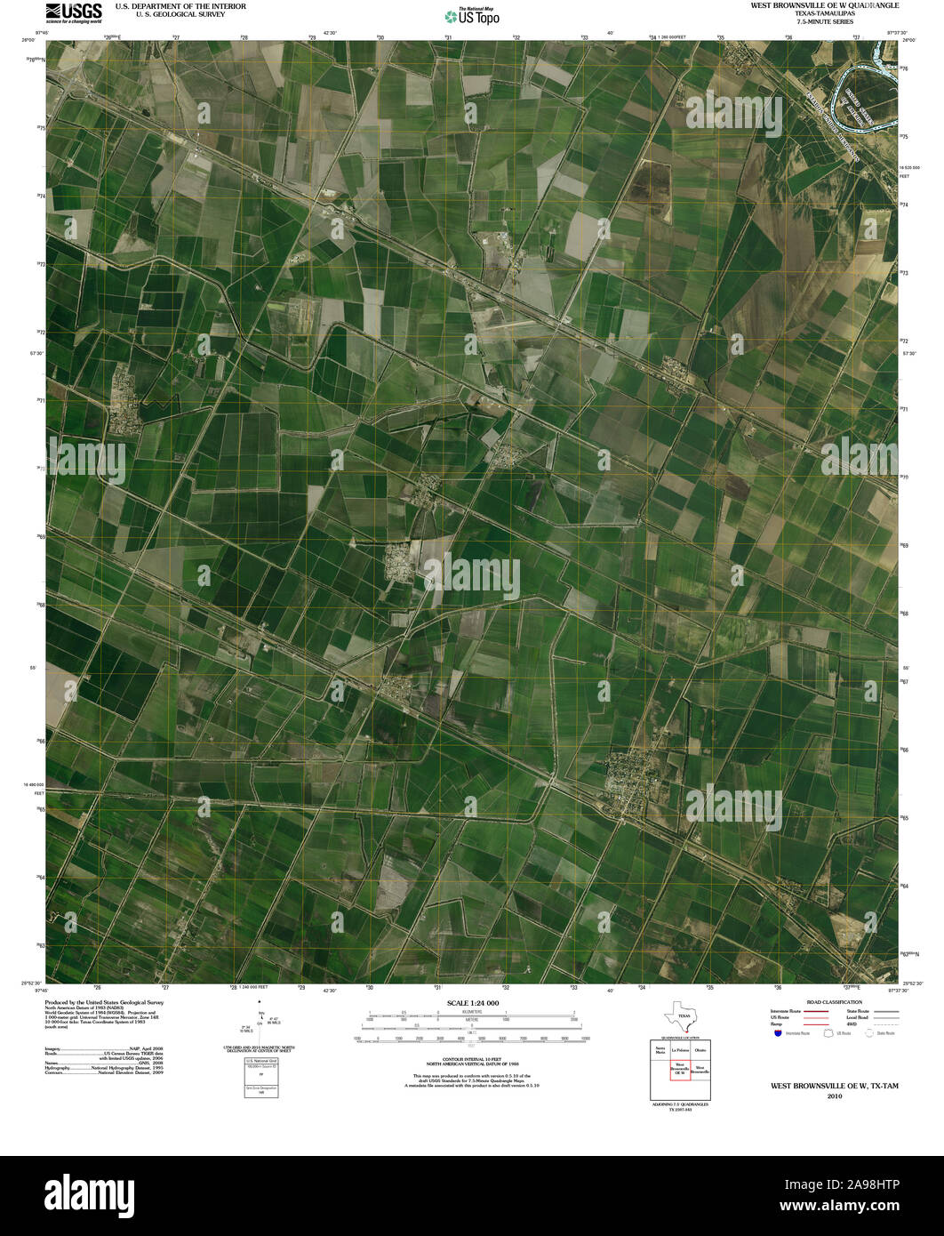 USGS TOPO Map Texas TX West Brownsville OE W 20100702 TM Stock Photo
