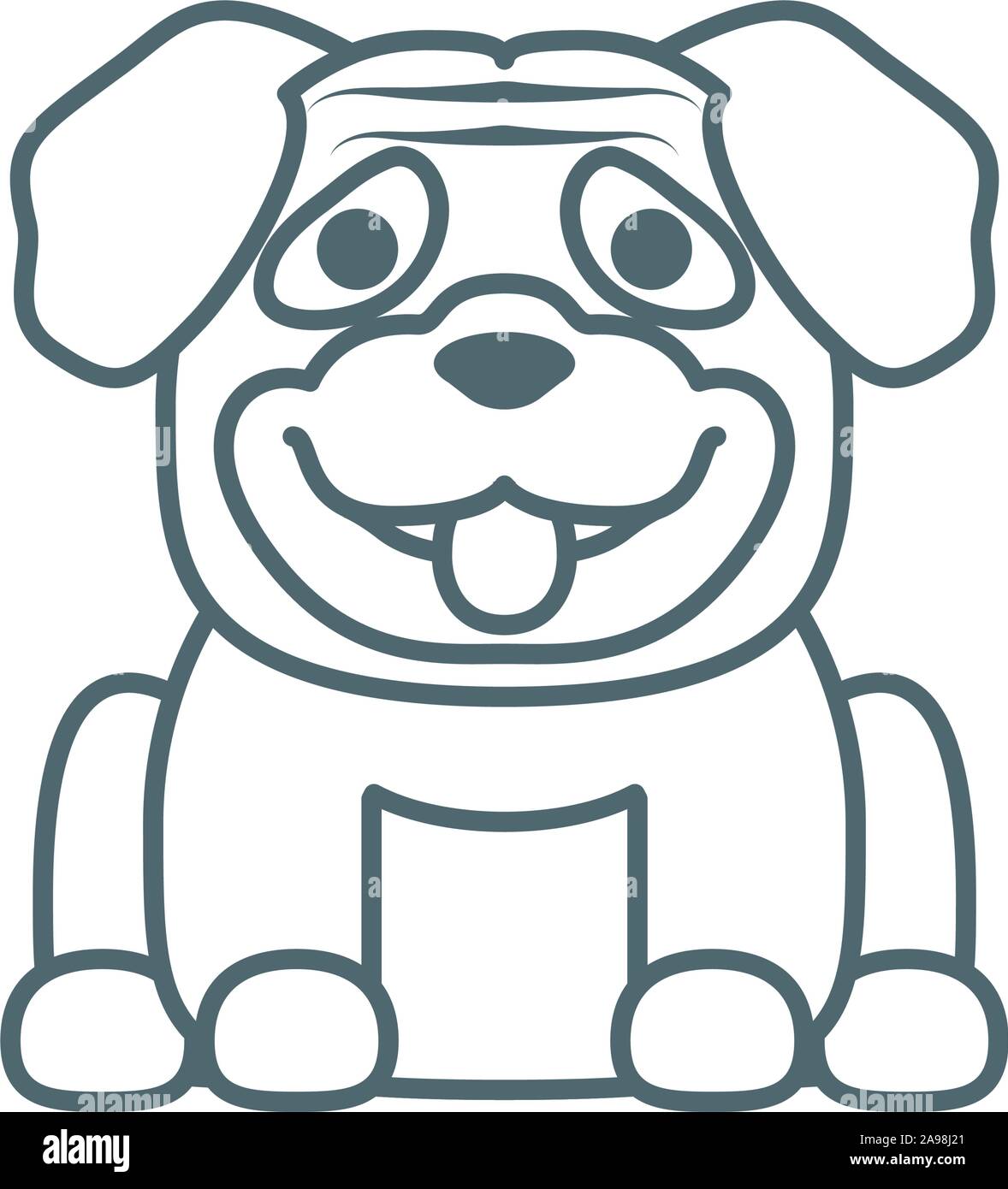 cute little pug dog line style icon vector illustration design Stock ...