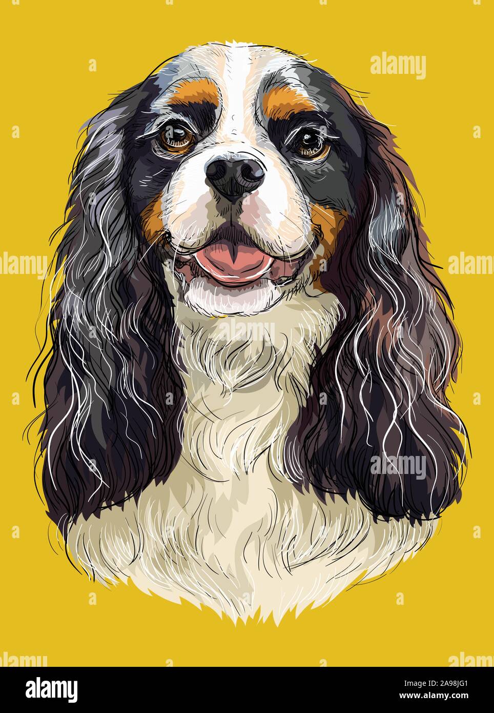 Cavalier king charles spaniel silhouette hires stock photography and