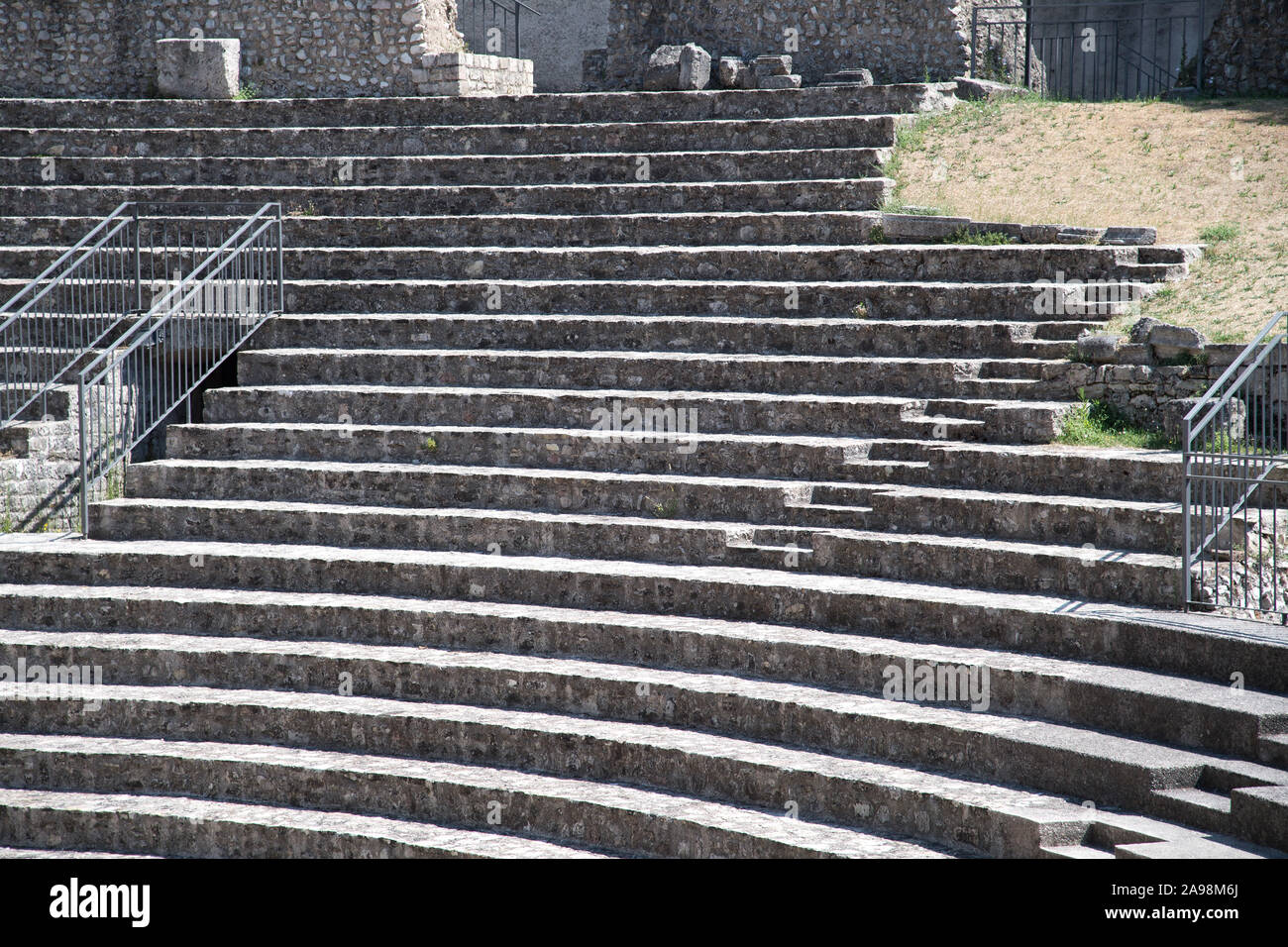 Ancient Teatro Romano (Roman Theatre) from I CE and Museo Archeologico Nazionale in historic centre of Spoleto, Umbria, Italy. August 19th 2019© Wojci Stock Photo