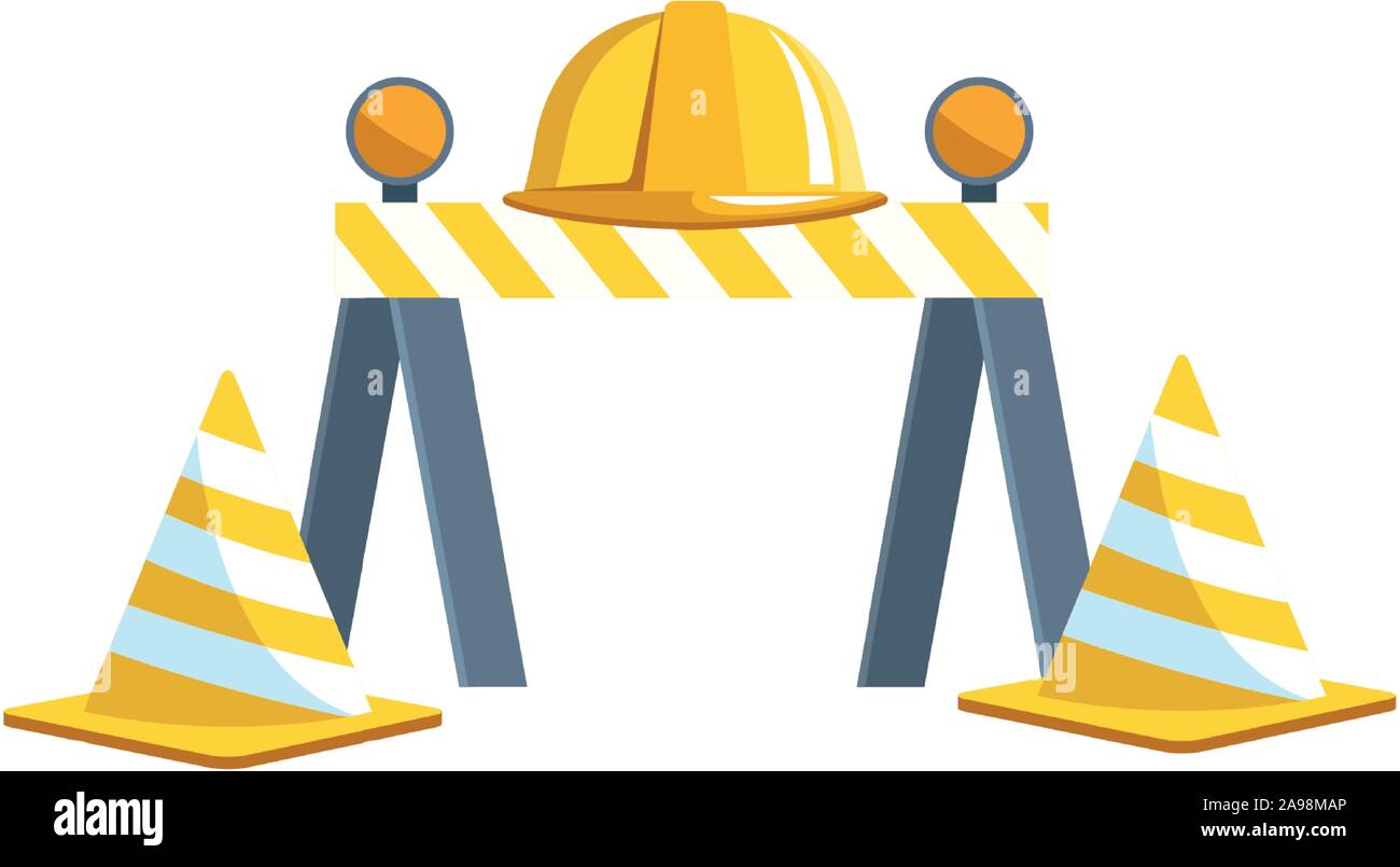 traffic barrier and cones with safety helmet Stock Vector Image & Art ...