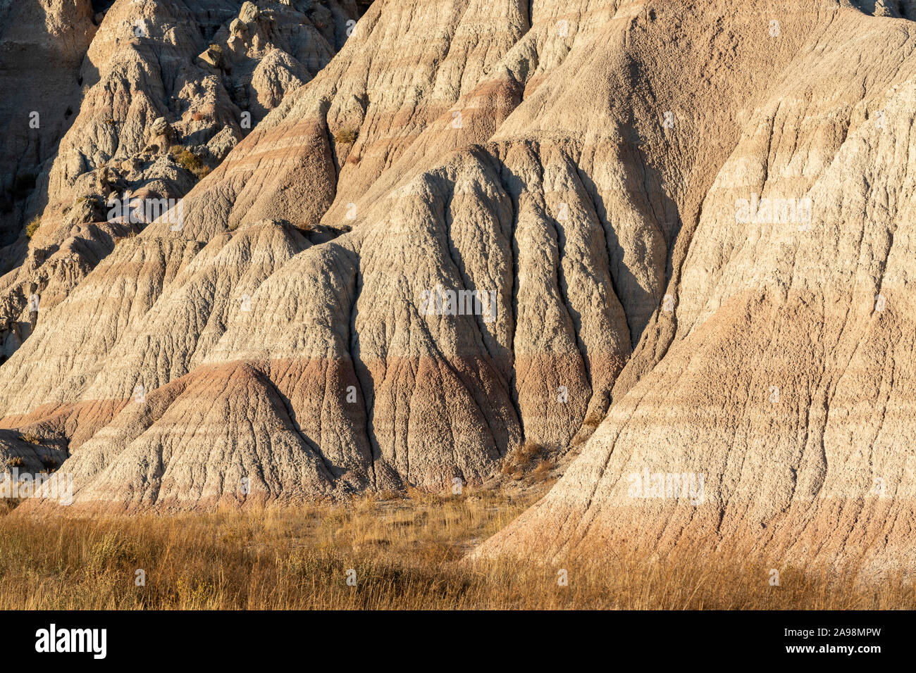 Eroded buttes, Badlands National Park, South Dakota, USA, by Dominique Braud/Dembinsky Photo Assoc Stock Photo