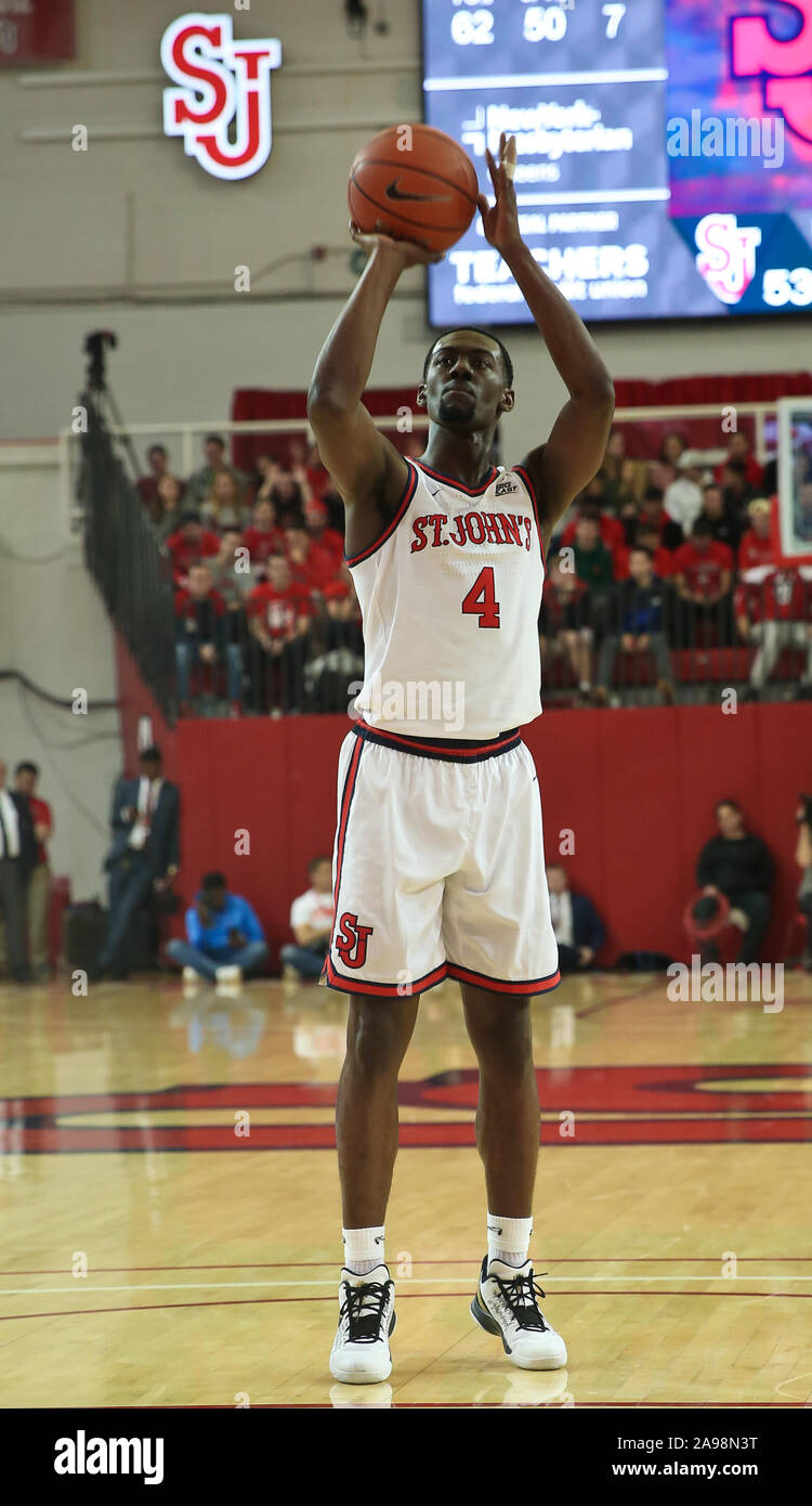 Queens, New York, USA. 6th Nov, 2019. St. John's Red Storm guard Greg Williams Jr (4) shoots a free throw during the game against the Mercer Bears at Carnesecca Arena. St. John's win 109-79. Credit: Debby Wong/ZUMA Wire/Alamy Live News Stock Photo