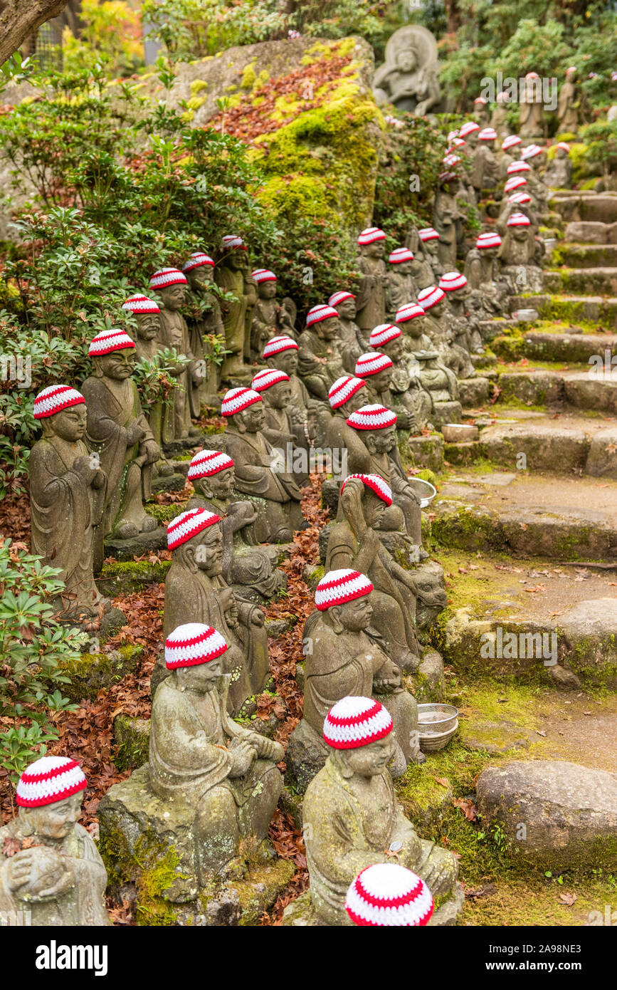 Miyajima Island, Hiroshima, Japan at the buddha lined pathways at Daisho-in Temple grounds. Stock Photo