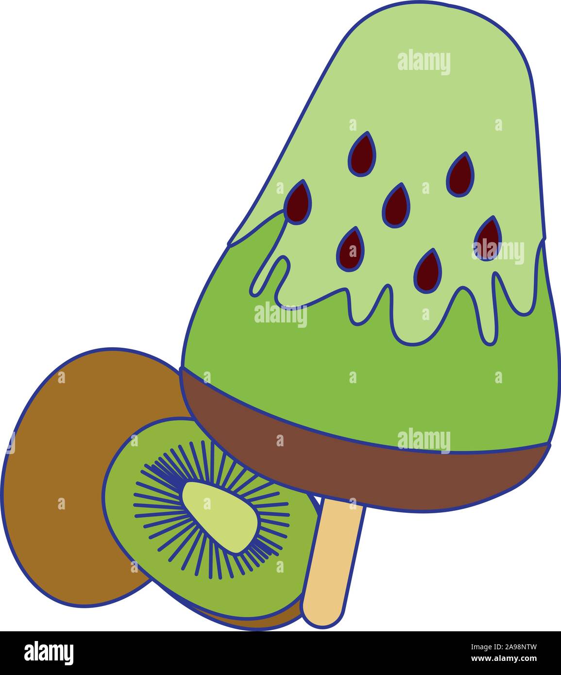 kiwi ice lolly icon, flat design Stock Vector