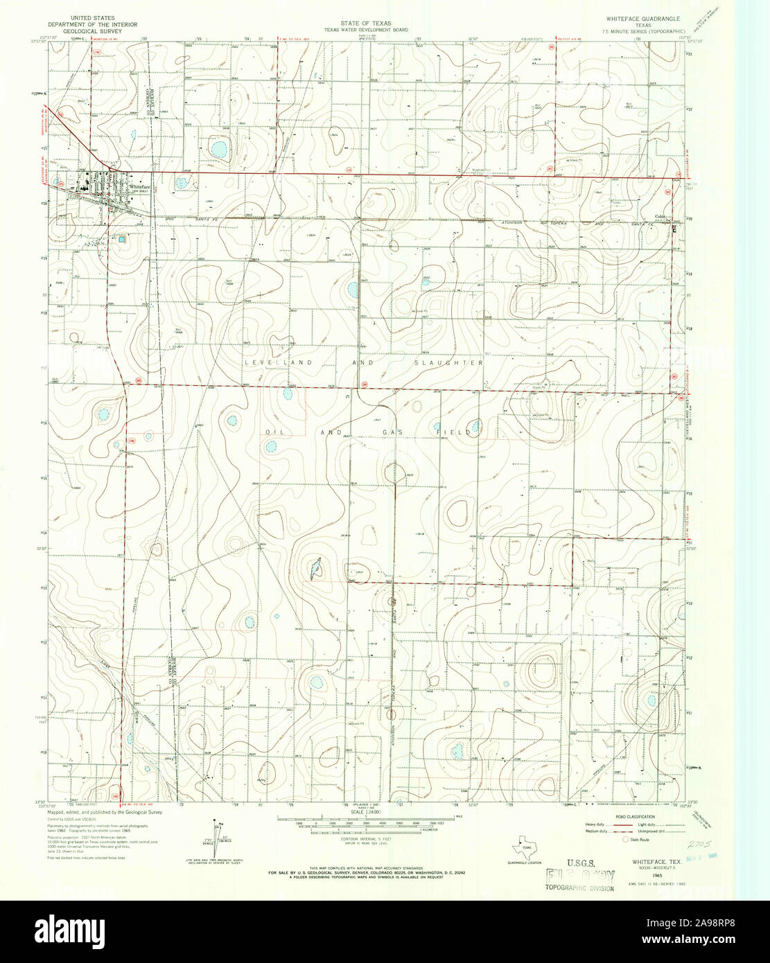 USGS TOPO Map Texas TX Whiteface 117143 1965 24000 Stock Photo