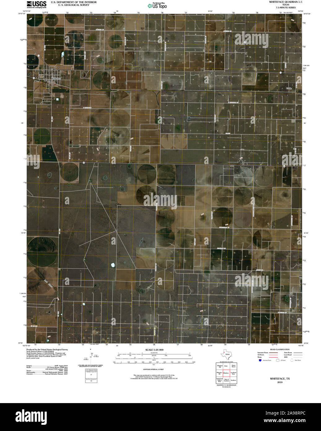 USGS TOPO Map Texas TX Whiteface 20100305 TM Stock Photo