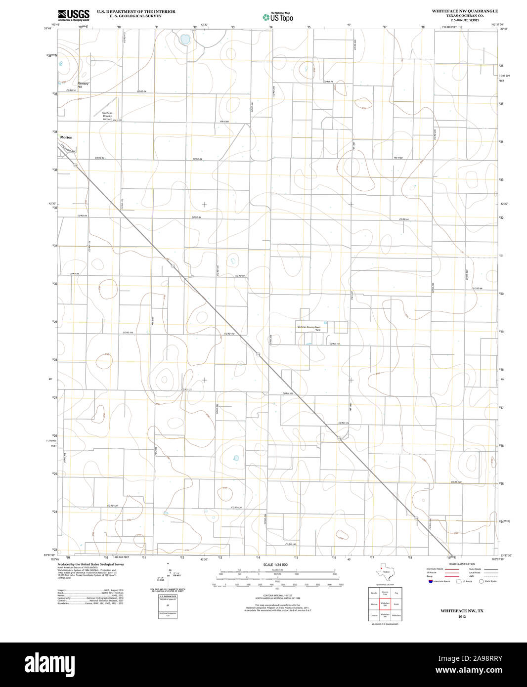 USGS TOPO Map Texas TX Whiteface NW 20121115 TM Stock Photo