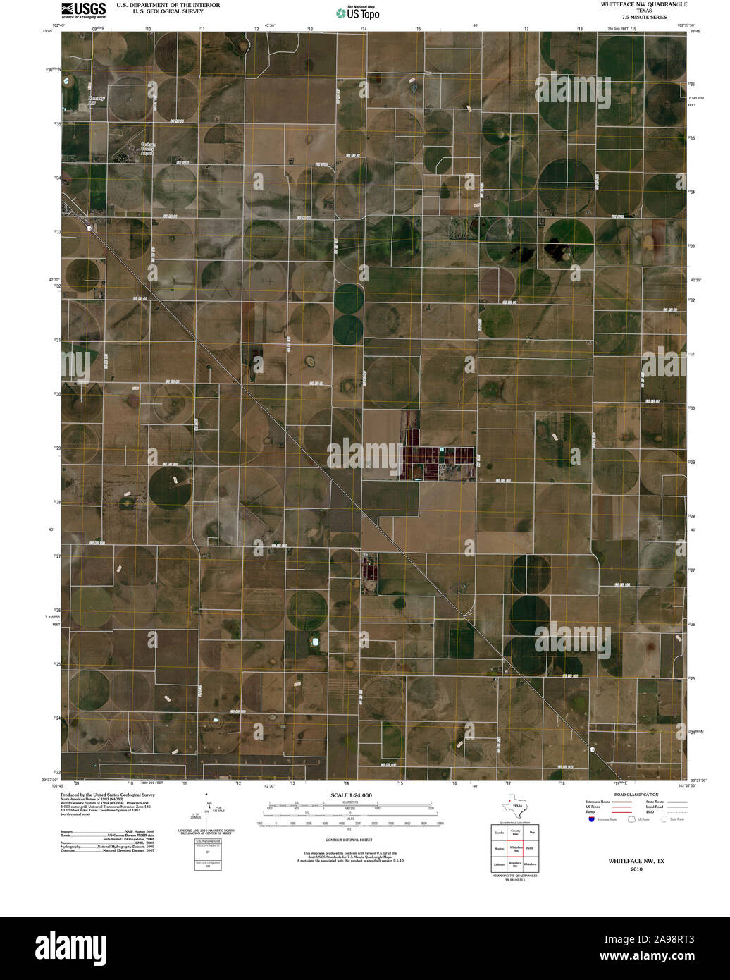 USGS TOPO Map Texas TX Whiteface NW 20100305 TM Stock Photo
