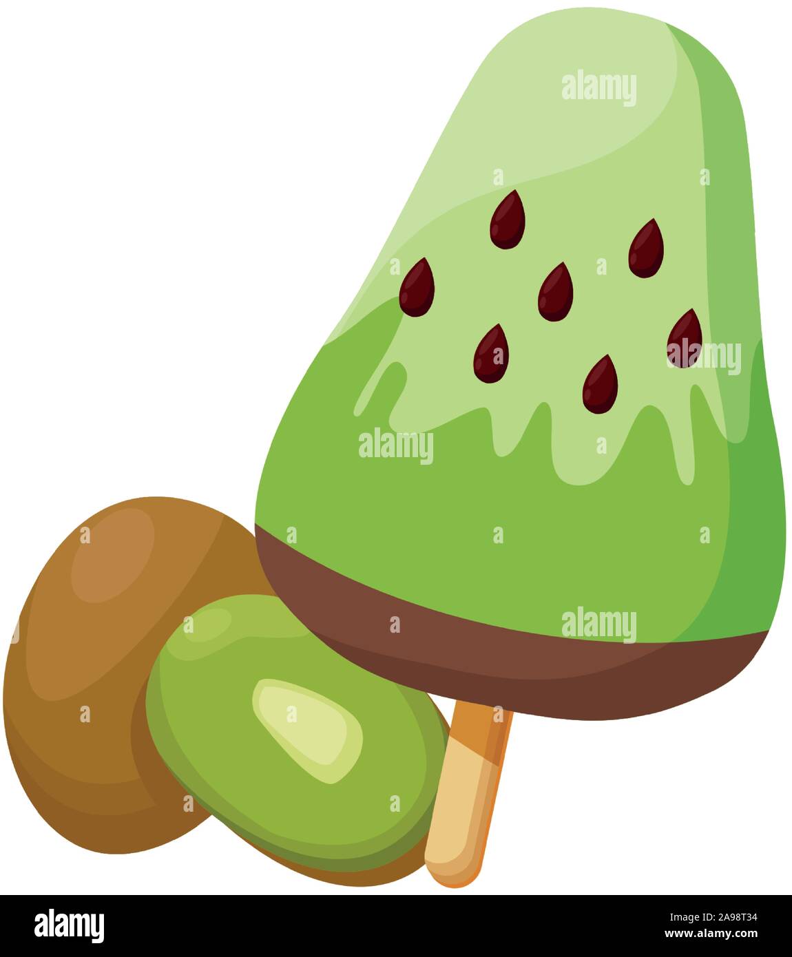 kiwi ice lolly icon, flat design Stock Vector