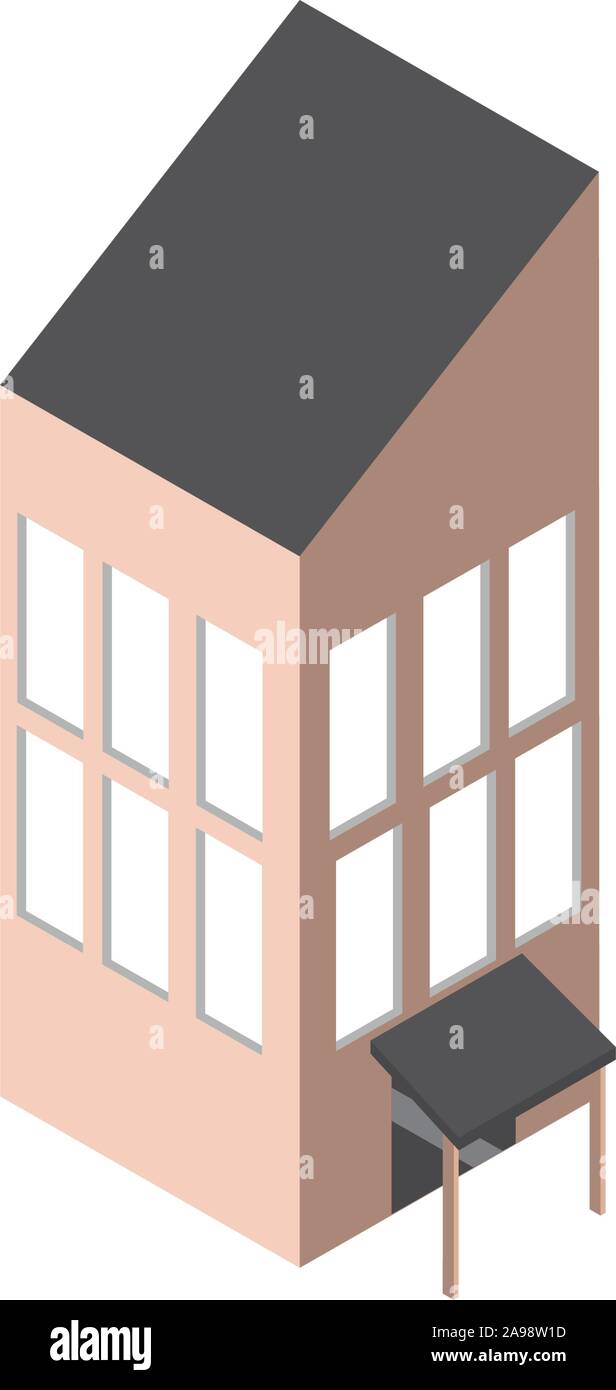 building block construction architecture isometric style vector ...