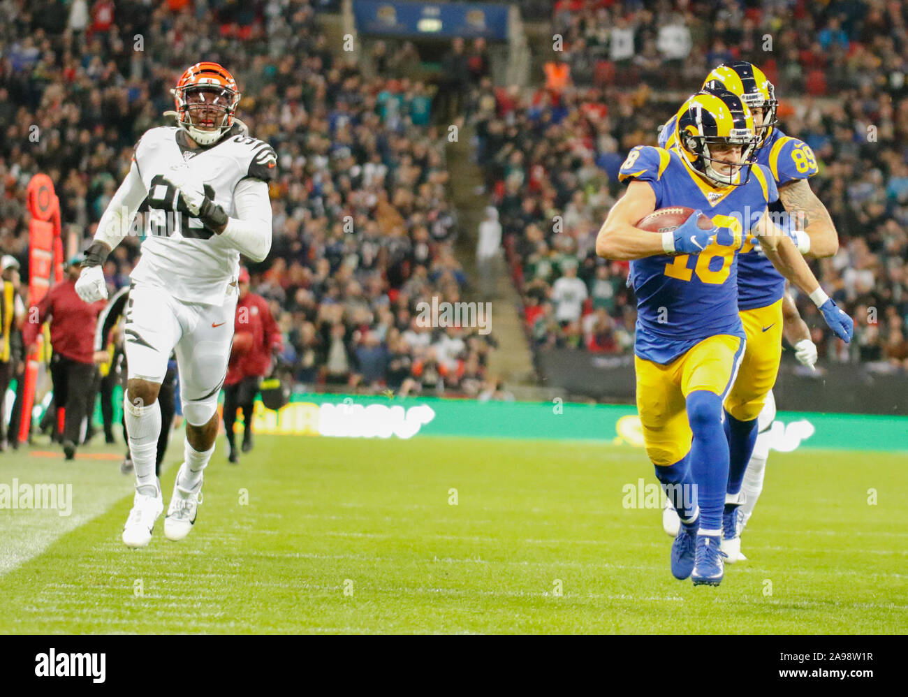 October 27 2019  London UK  Touchdown During the NFL game between the Cincinnati Bengals and the Los Angeles Rams on October 27, 2019 at Wembley Stadium, London, England. Stock Photo