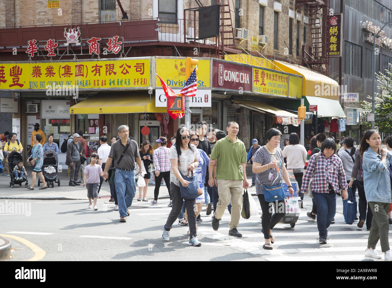 Corner of Division and Bayard Streets in Chinatown, New York City Stock