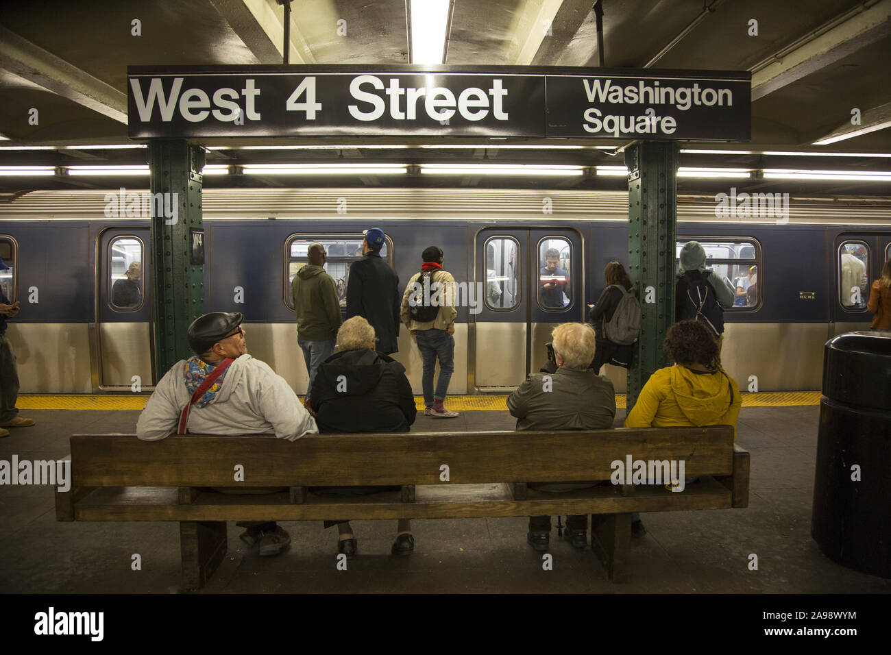 West 4th Street Subway Train Station Platform in Greenwich Village,  Manhattan, NYC Stock Photo - Alamy