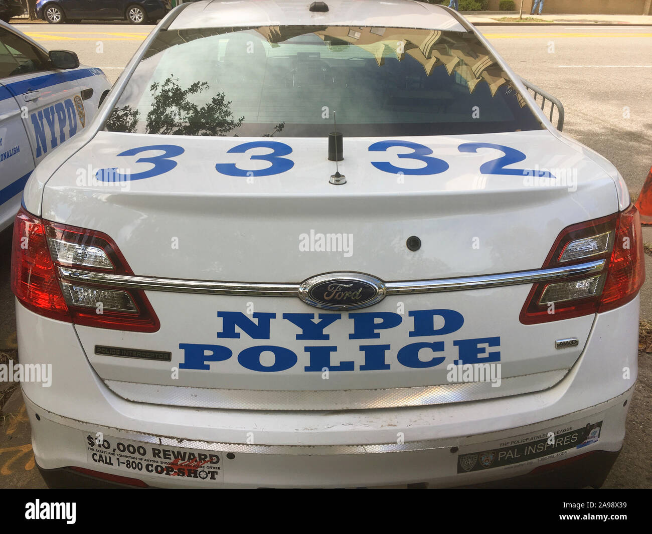 Read end NYPD Police cruiser parked in Brooklyn New York Stock Photo