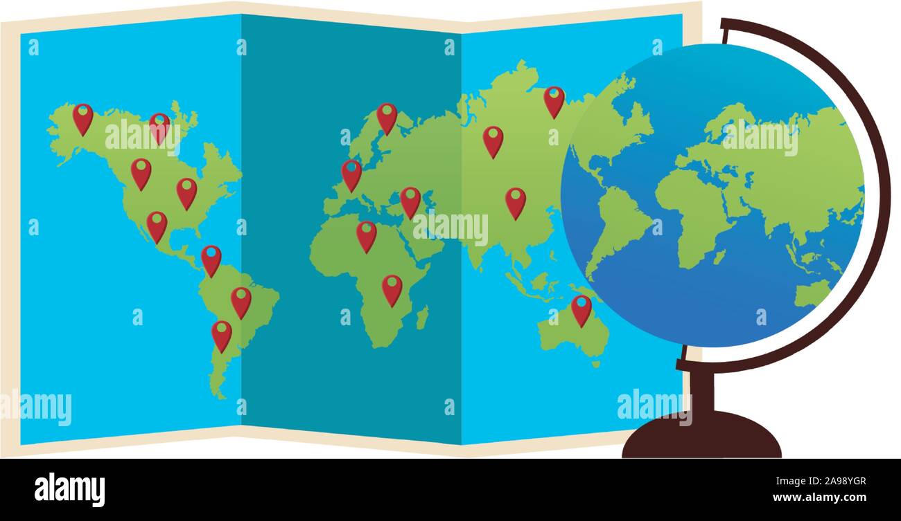 world map and globe icon, flat design Stock Vector Image & Art - Alamy