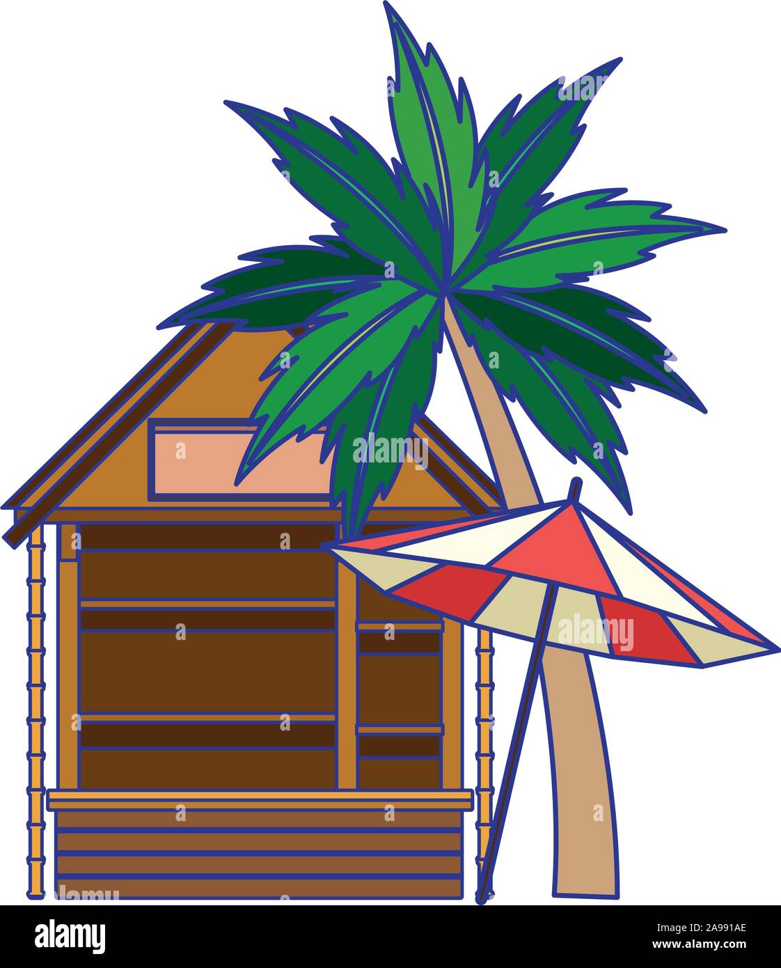 beach cabin and palm icon, colorful design Stock Vector Image & Art - Alamy
