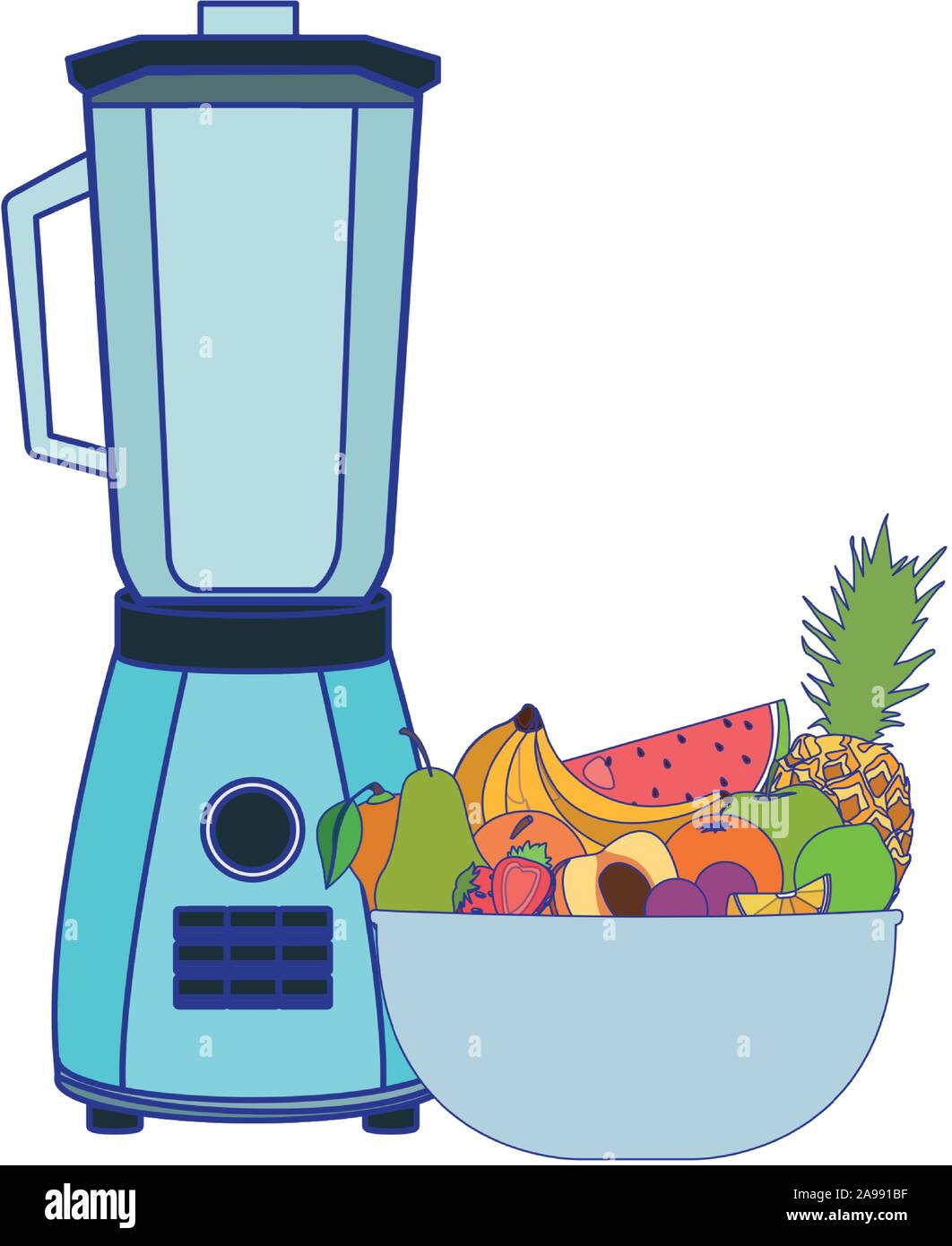 blender and bowl with fruits, colorful design Stock Vector Image & Art