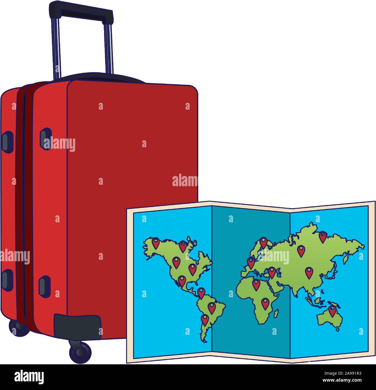 luggage with world map design