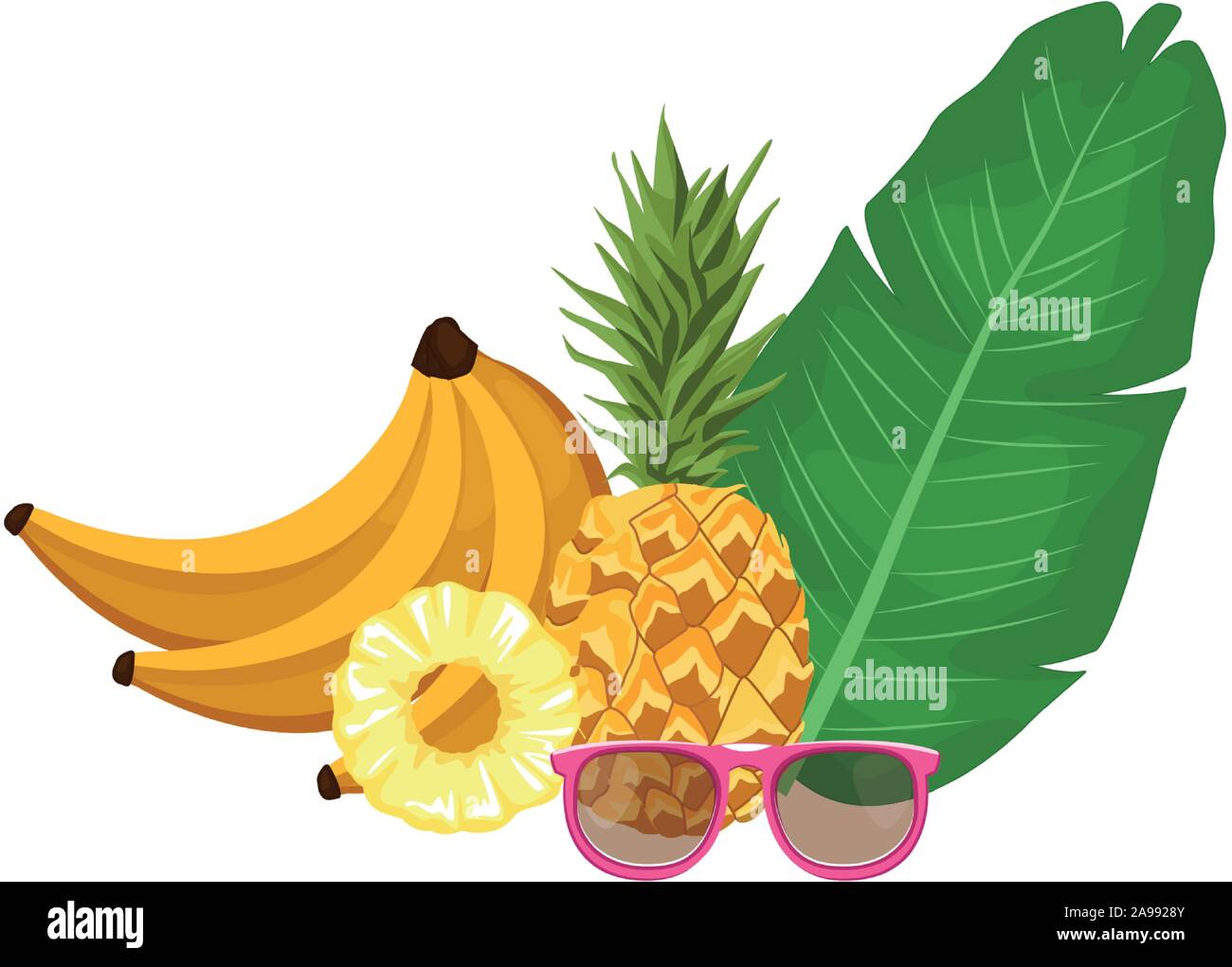 tropical leaf with pineaaple and fruits Stock Vector Image & Art - Alamy