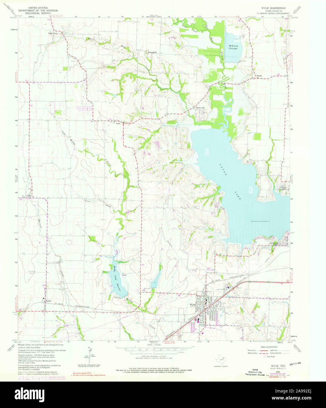 USGS TOPO Map Texas TX Wylie 117289 1959 24000 Stock Photo