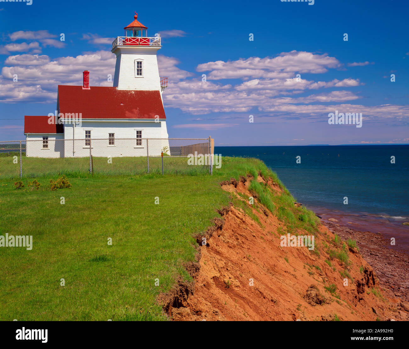 Wood Islands Lighthouse, Prince Edward Island, Canada, Northumberland Strait, Atlantic Ocean, Canadian Mari times Stock Photo