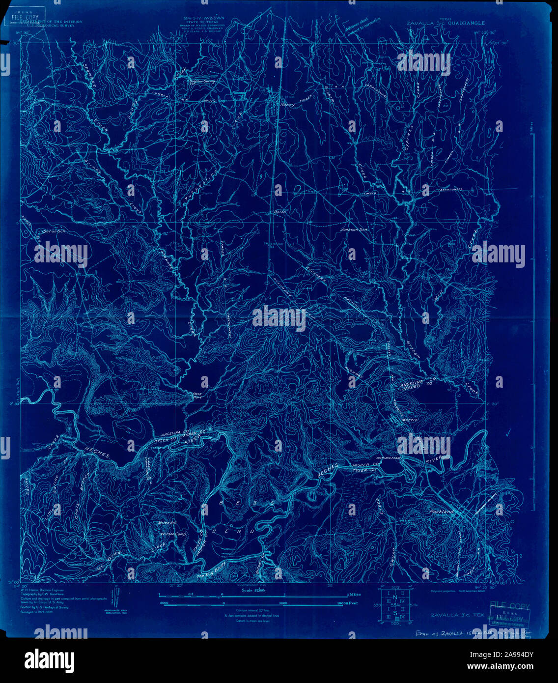 USGS TOPO Map Texas TX Zavalla 3c 137606 1928 24000 Inverted Stock