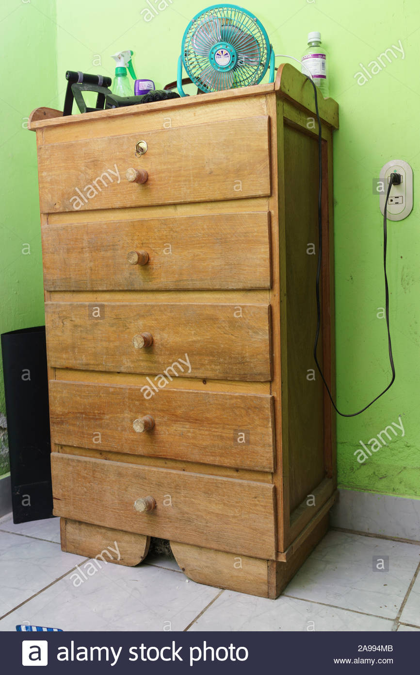A Chest Of Drawers Made Of Light Colored Wood In Nicaragua Stock