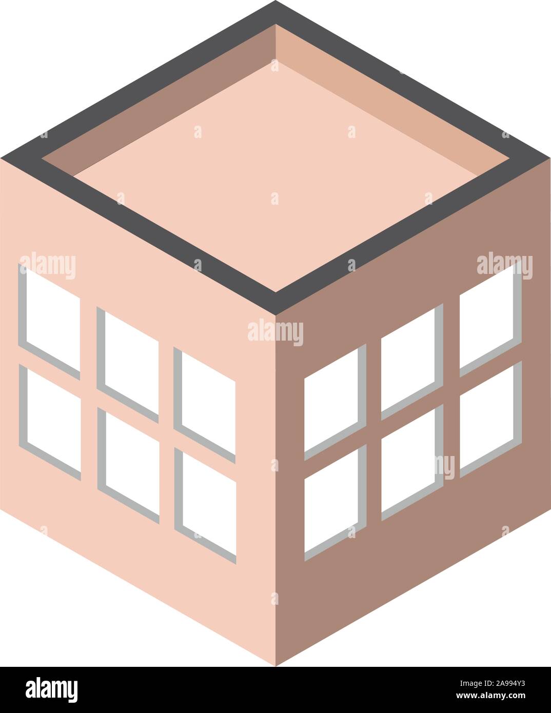 block windows roof building isometric style vector illustration Stock ...