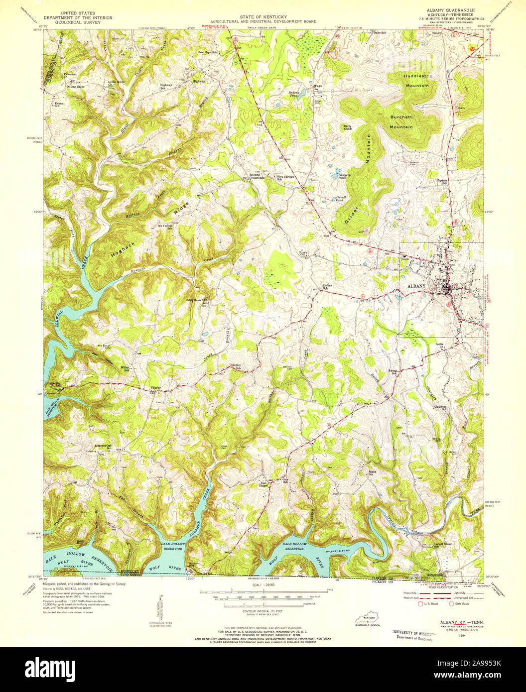 USGS TOPO Map Kentucky KY Albany 708057 1954 24000 Stock Photo Alamy