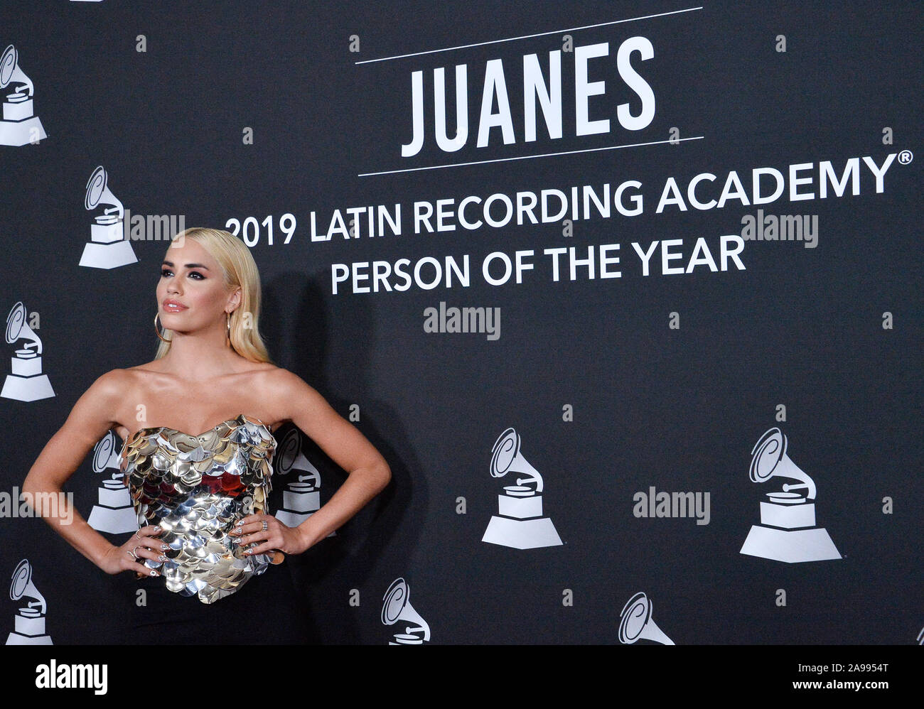 Las Vegas, United States. 13th Nov, 2019. Singer Lali arrives for the Latin Grammy Person of the Year gala honoring Columbian singer Juanes at the MGM Grand Convention Center in Las Vegas, Nevada on Wednesday, November 13, 2019. Photo by Jim Ruymen/UPI Credit: UPI/Alamy Live News Stock Photo