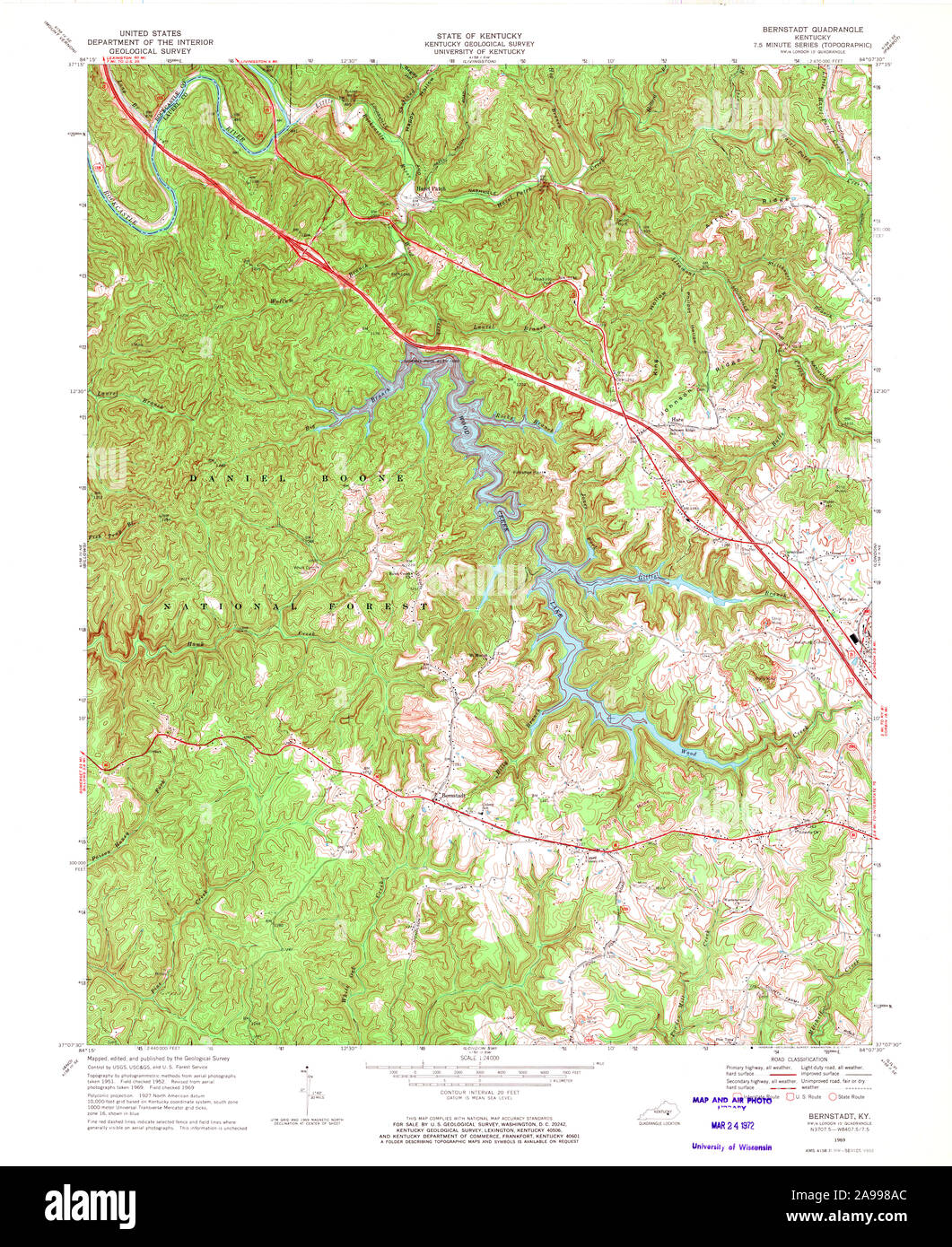 USGS TOPO Map Kentucky KY Bernstadt 708158 1969 24000 Stock Photo