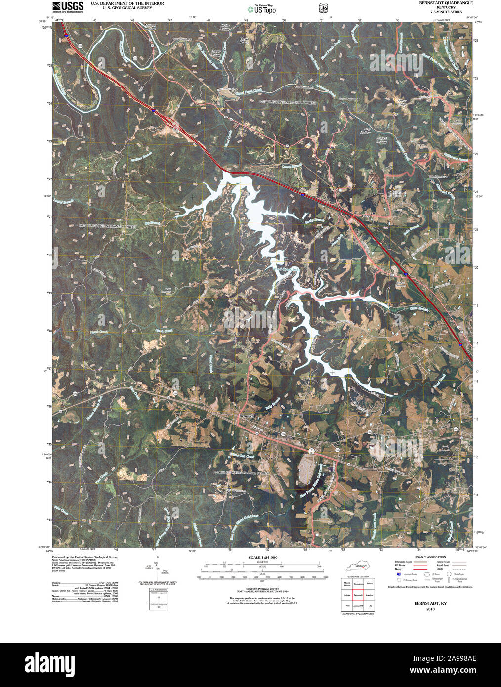 USGS TOPO Map Kentucky KY Bernstadt 20101116 TM Stock Photo
