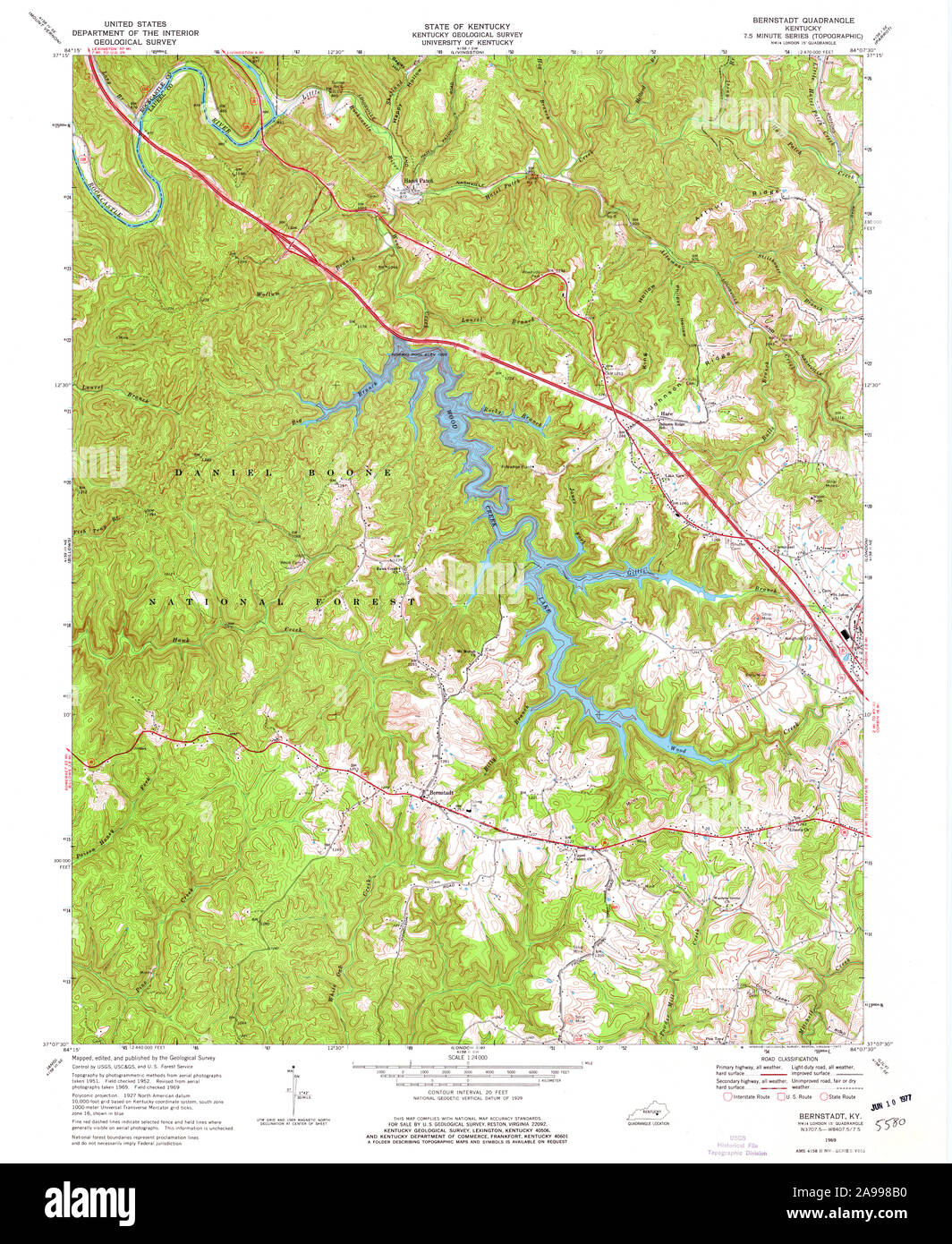 USGS TOPO Map Kentucky KY Bernstadt 803324 1969 24000 Stock Photo