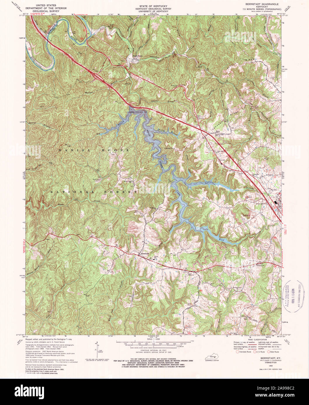 USGS TOPO Map Kentucky KY Bernstadt 804350 1969 24000 Stock Photo