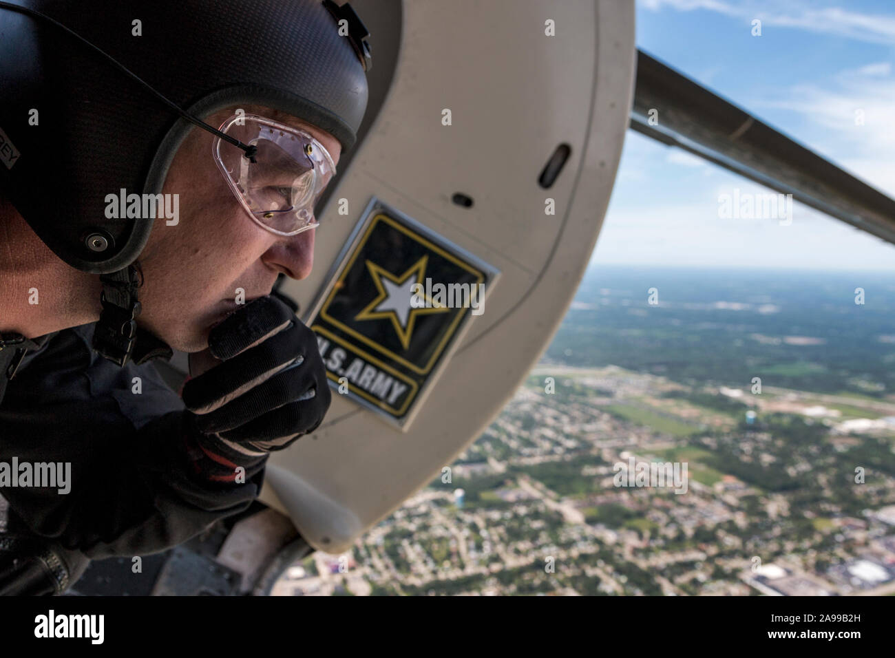 DAYTON, OHIO / USA - June 20, 2015: The Unites States Army Golden Knights parachute team performs at the 2015 Dayton airshow. Stock Photo