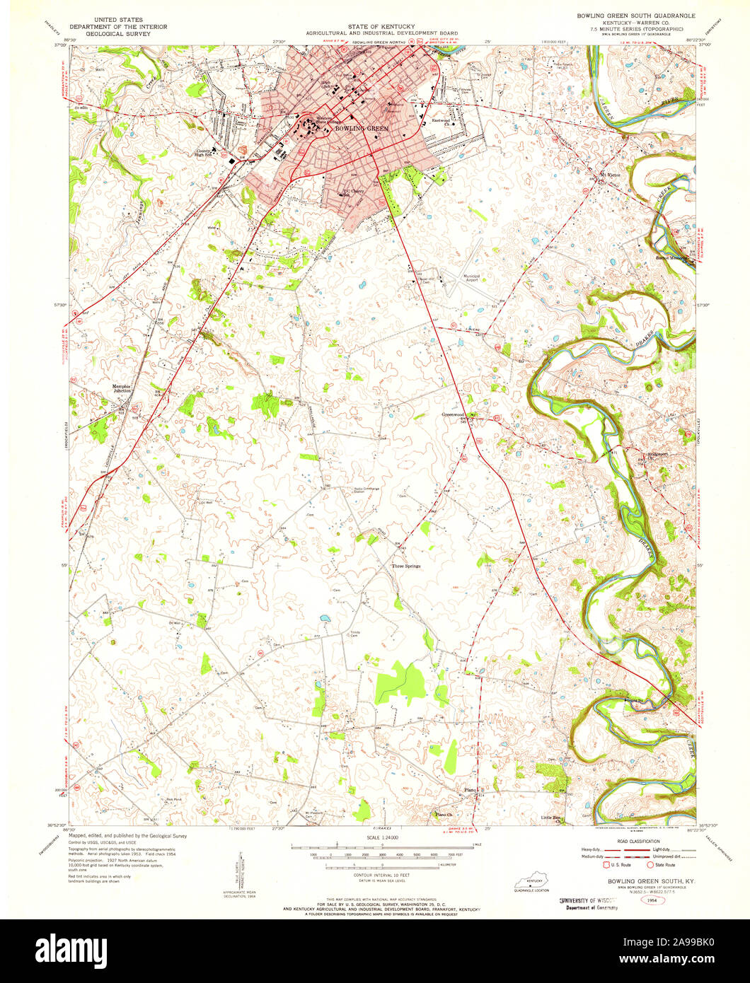Map of bowling green kentucky hi-res stock photography and images - Alamy