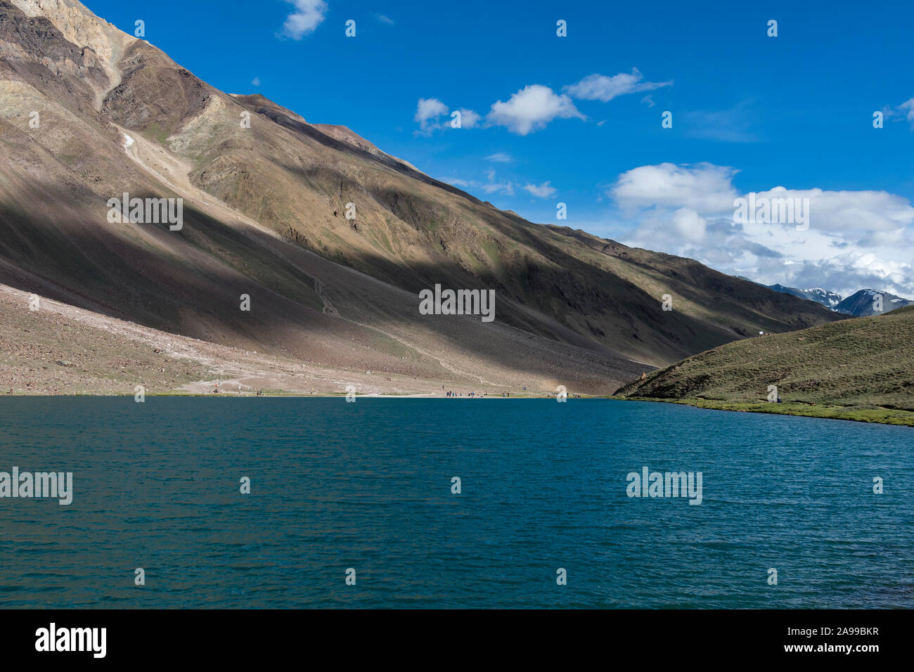 Chandra Taal, or Chandra Tal on a clear Day, Spiti Valley, Himachal Pradesh, India Stock Photo