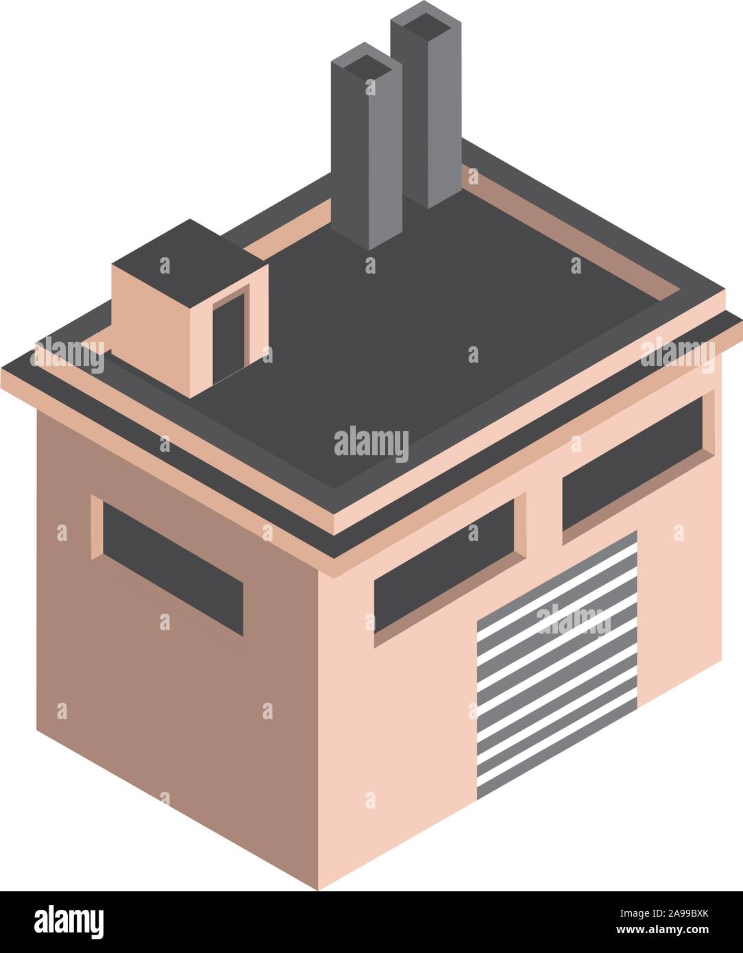 building industrial warehouse commerce isometric style vector ...