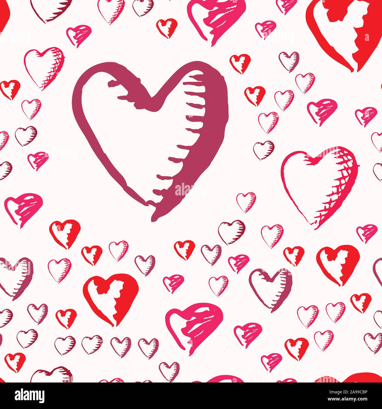 Drawn hearts seamless pattern for Valentines Day Stock Vector Image ...