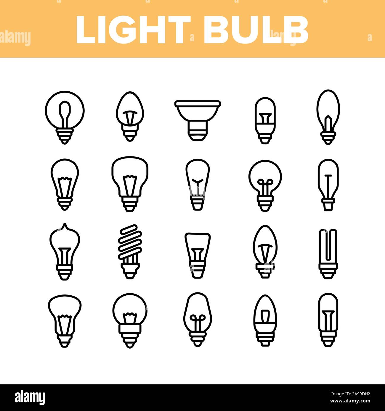 Light Bulb Collection Elements Icons Set Vector Stock Vector Image ...