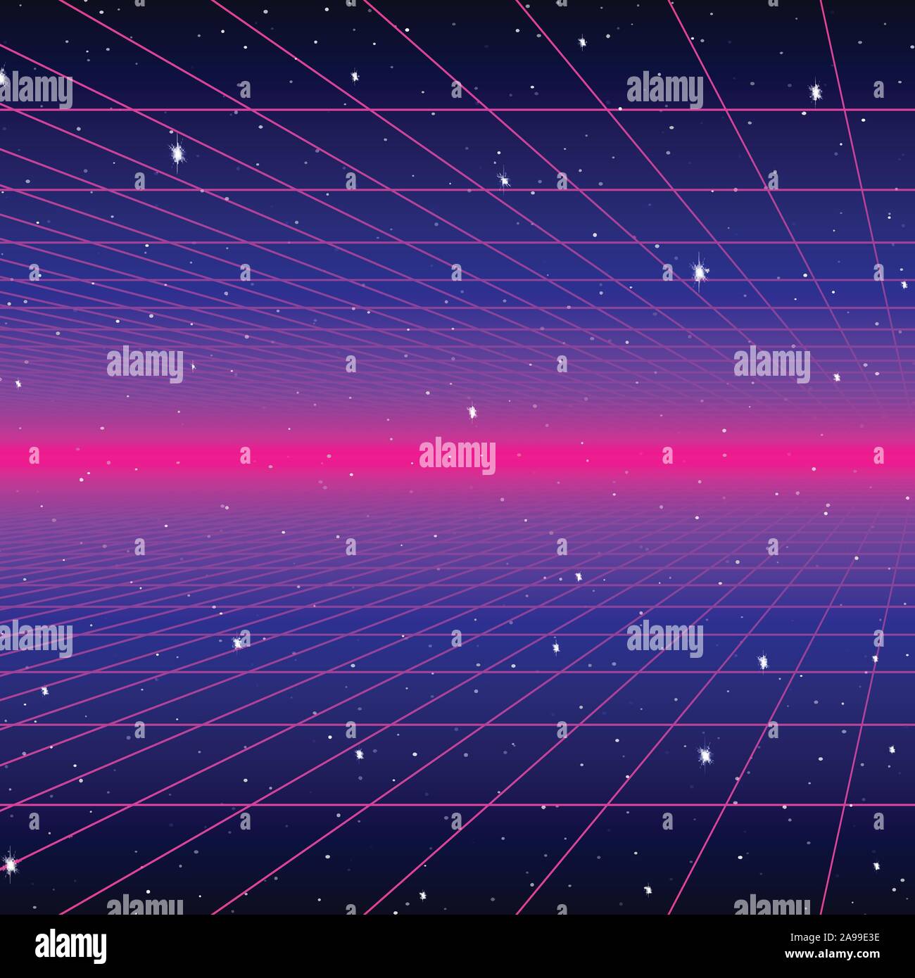Retro neon background with 80s styled laser grid and stars Stock Vector ...