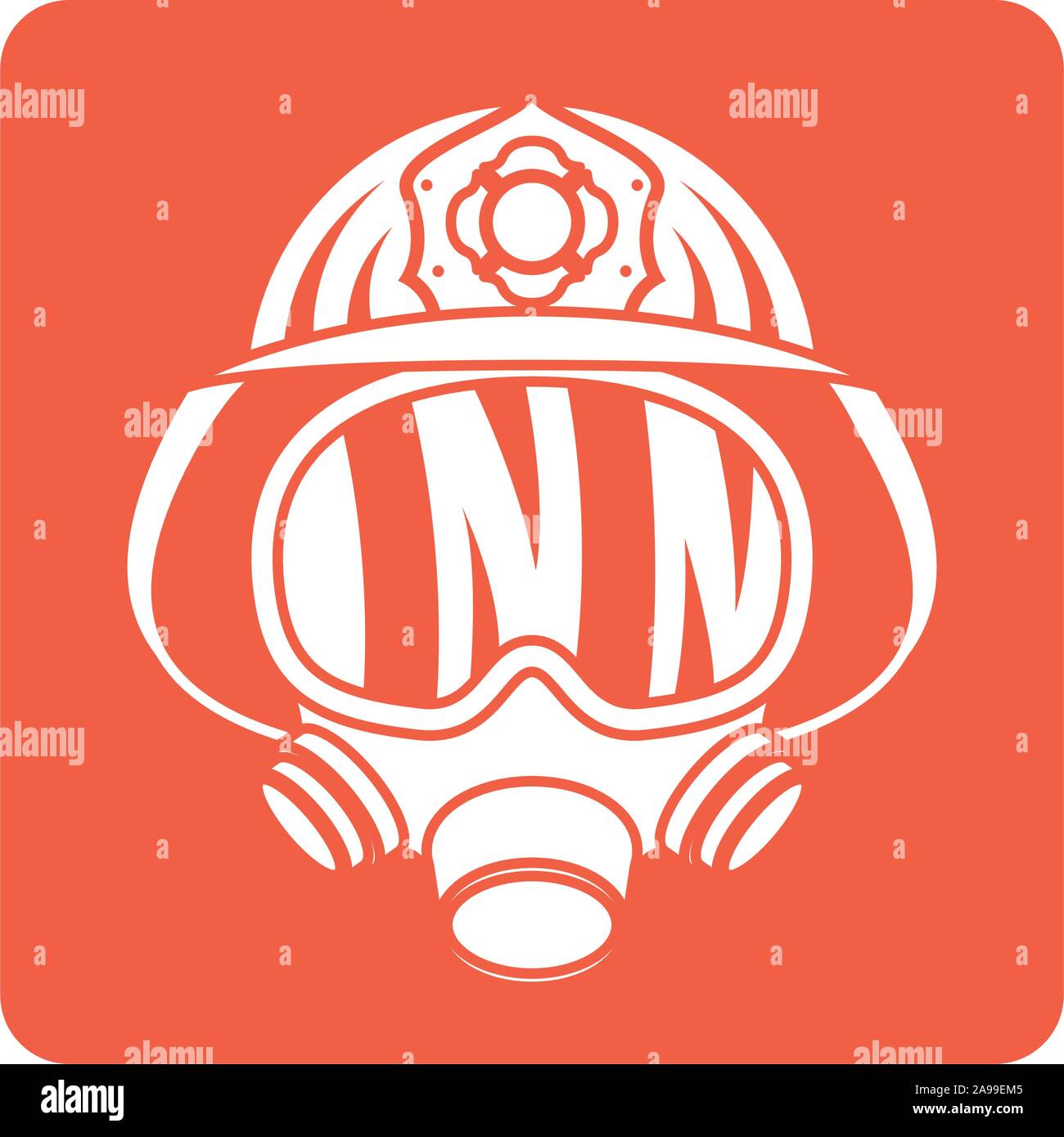 firefighter helmet with mask block line style icon vector illustration ...