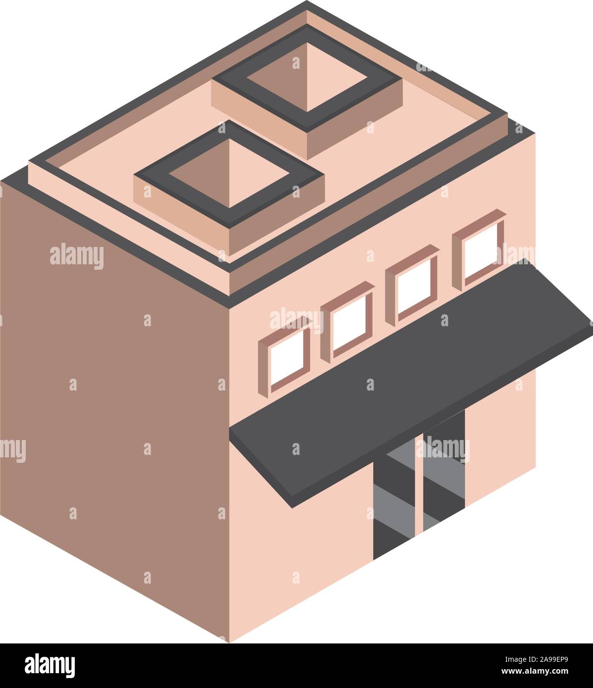 commercial building structure isometric style vector illustration Stock