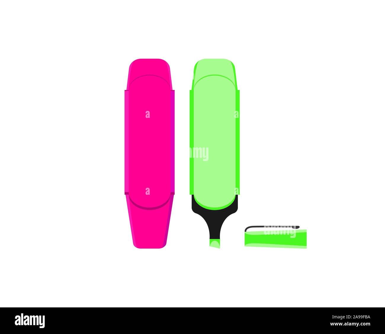 Green and red markers closeup. Vector illustration Stock Vector Image