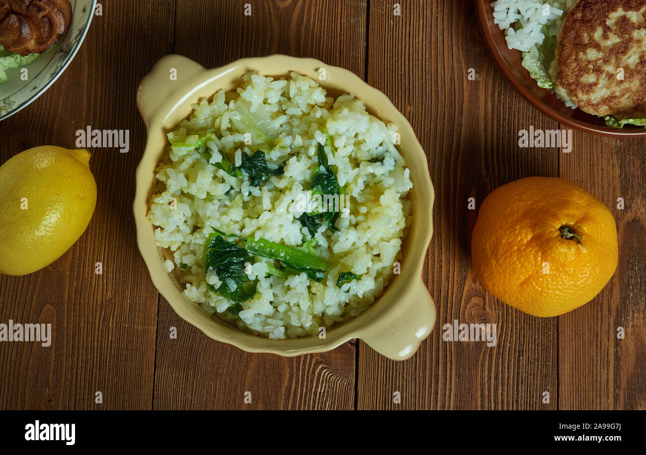 Babenda, Spinach and Rice with fermented Locust Beans, Burkina Faso