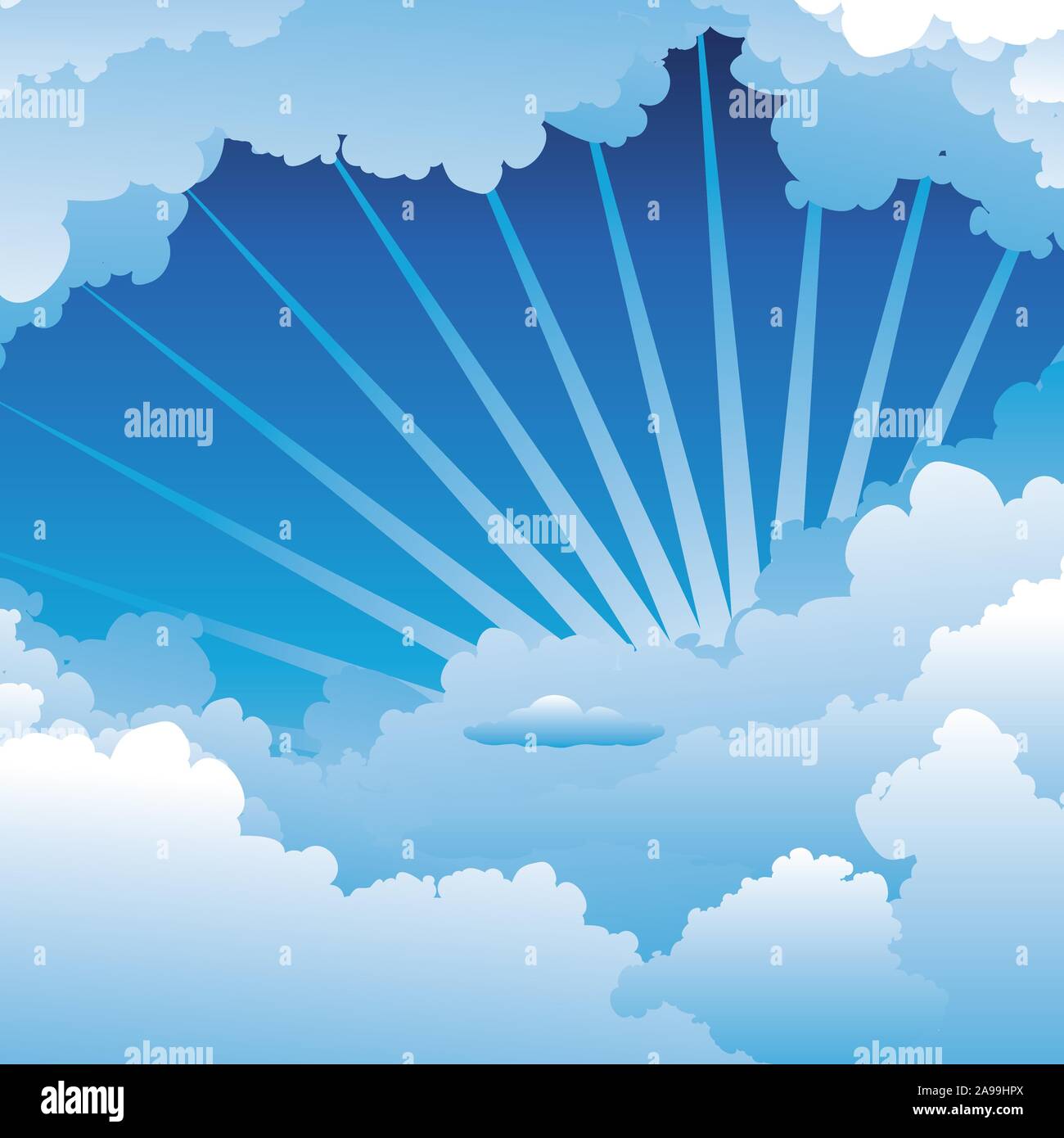 White fluffy clouds on bright blue sky background Stock Vector Image ...