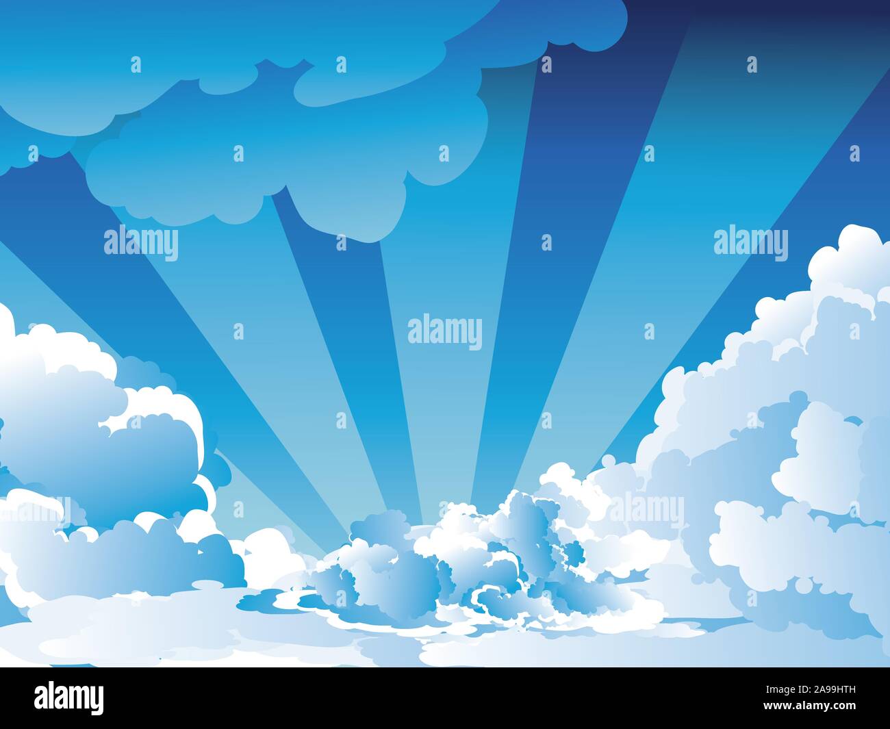 White fluffy clouds on bright blue sky background Stock Vector Image ...