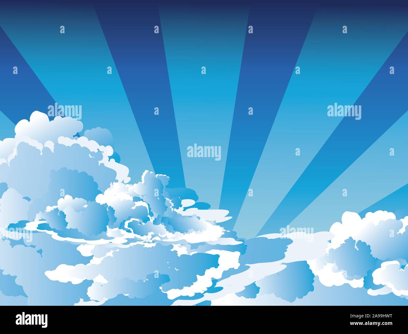 White fluffy clouds on bright blue sky background Stock Vector Image ...